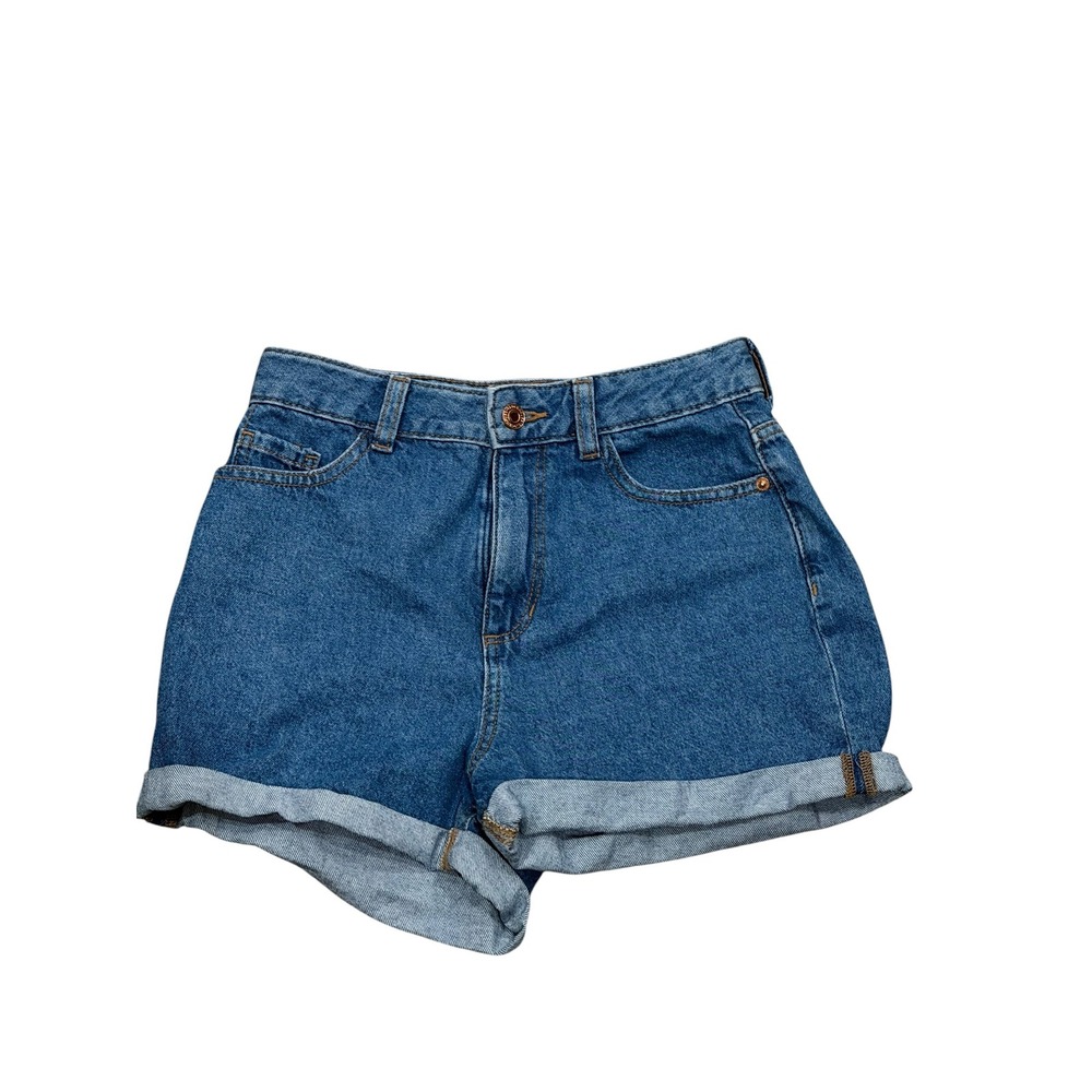Clockhouse High Rise Mom Shorts Blue Denim Cuffed Hem Size Small 4